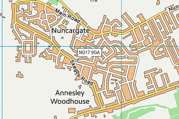 NG17 9GA map - OS VectorMap District (Ordnance Survey)