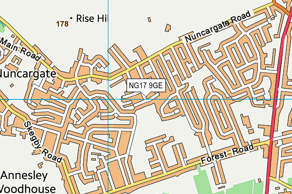 NG17 9GE map - OS VectorMap District (Ordnance Survey)