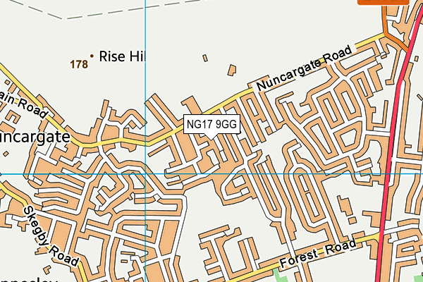 NG17 9GG map - OS VectorMap District (Ordnance Survey)