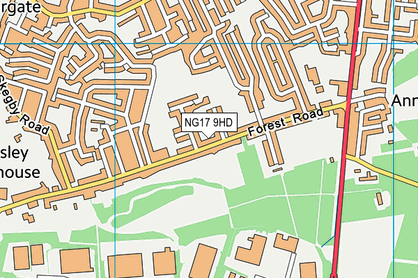 NG17 9HD map - OS VectorMap District (Ordnance Survey)