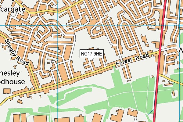NG17 9HE map - OS VectorMap District (Ordnance Survey)