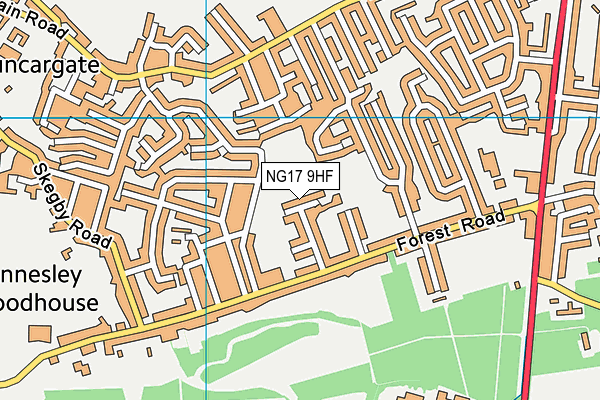 NG17 9HF map - OS VectorMap District (Ordnance Survey)