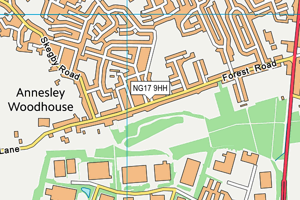 NG17 9HH map - OS VectorMap District (Ordnance Survey)