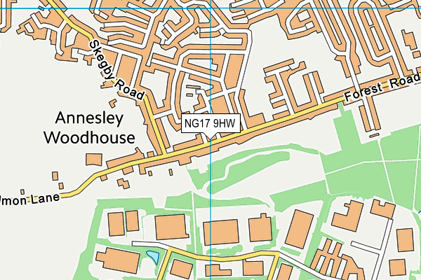 NG17 9HW map - OS VectorMap District (Ordnance Survey)