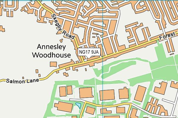 NG17 9JA map - OS VectorMap District (Ordnance Survey)