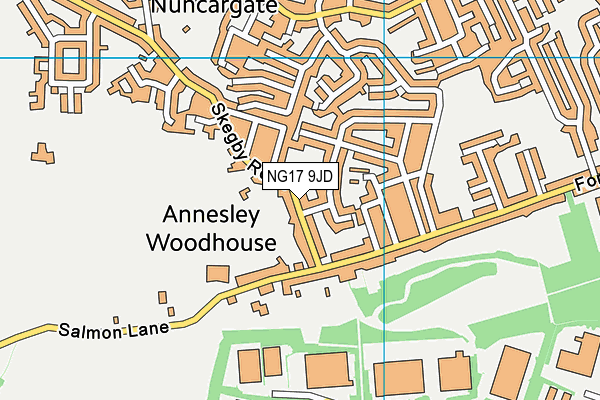 NG17 9JD map - OS VectorMap District (Ordnance Survey)