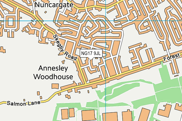 NG17 9JL map - OS VectorMap District (Ordnance Survey)