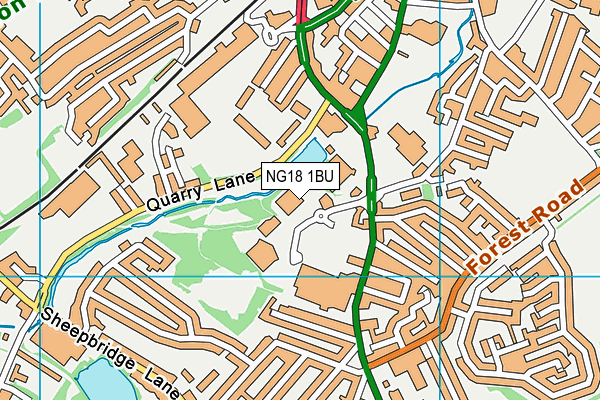 NG18 1BU map - OS VectorMap District (Ordnance Survey)