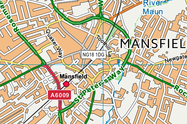 NG18 1DG map - OS VectorMap District (Ordnance Survey)