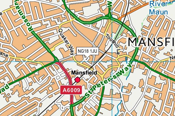 NG18 1JU map - OS VectorMap District (Ordnance Survey)