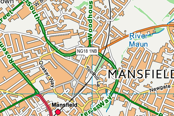 NG18 1NB map - OS VectorMap District (Ordnance Survey)