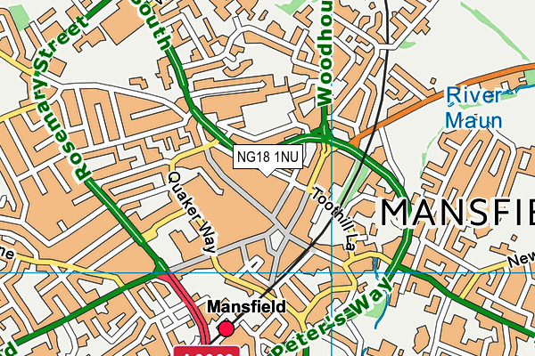 NG18 1NU map - OS VectorMap District (Ordnance Survey)