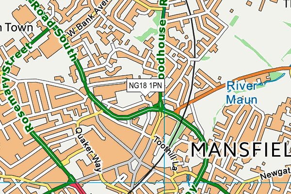 NG18 1PN map - OS VectorMap District (Ordnance Survey)