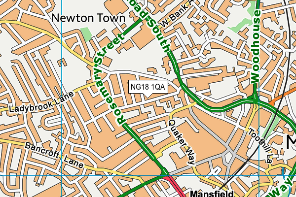 NG18 1QA map - OS VectorMap District (Ordnance Survey)