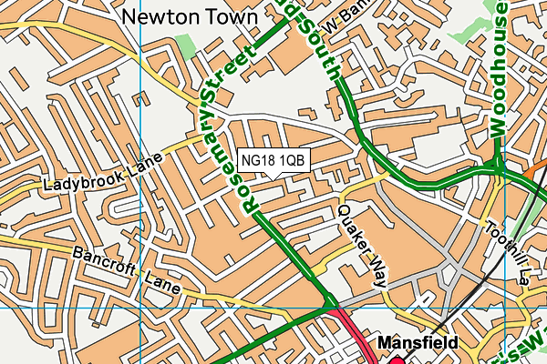 NG18 1QB map - OS VectorMap District (Ordnance Survey)