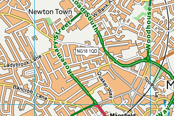 NG18 1QD map - OS VectorMap District (Ordnance Survey)