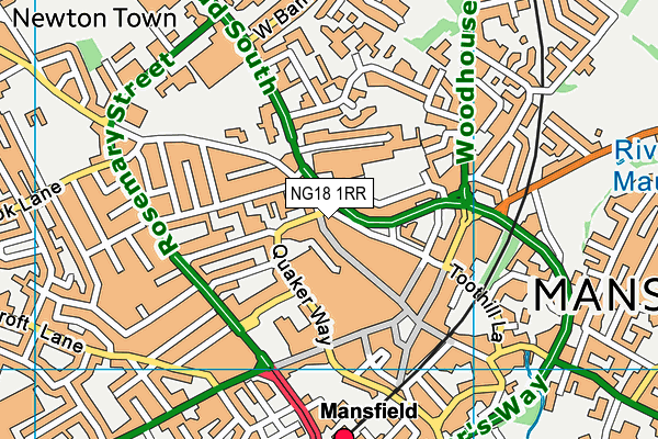 NG18 1RR map - OS VectorMap District (Ordnance Survey)