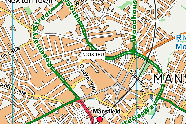 NG18 1RU map - OS VectorMap District (Ordnance Survey)