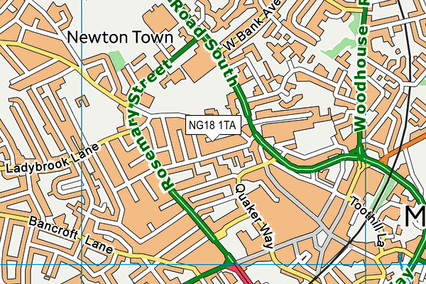 NG18 1TA map - OS VectorMap District (Ordnance Survey)