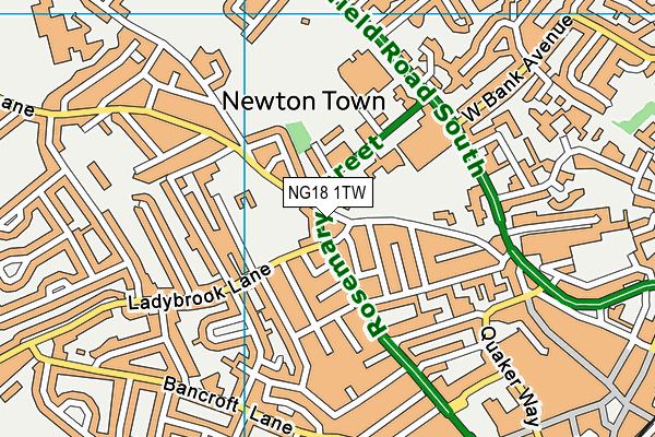 NG18 1TW map - OS VectorMap District (Ordnance Survey)