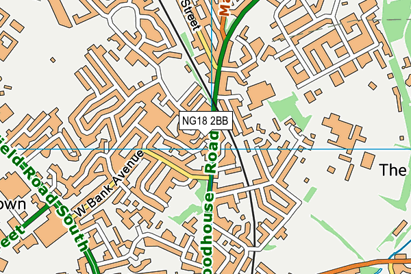 NG18 2BB map - OS VectorMap District (Ordnance Survey)