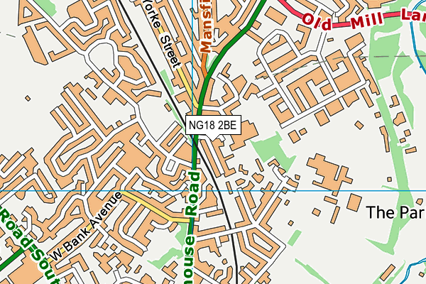 NG18 2BE map - OS VectorMap District (Ordnance Survey)