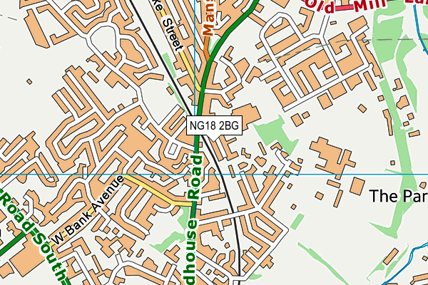 NG18 2BG map - OS VectorMap District (Ordnance Survey)