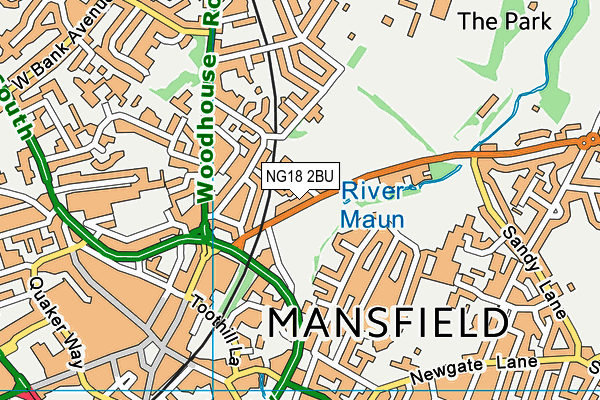 NG18 2BU map - OS VectorMap District (Ordnance Survey)