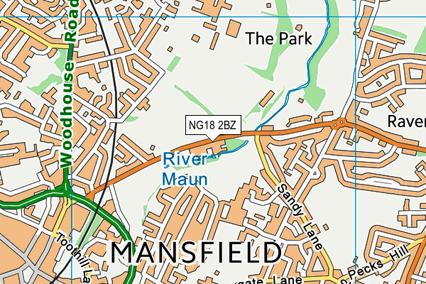 NG18 2BZ map - OS VectorMap District (Ordnance Survey)