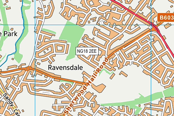 NG18 2EE map - OS VectorMap District (Ordnance Survey)