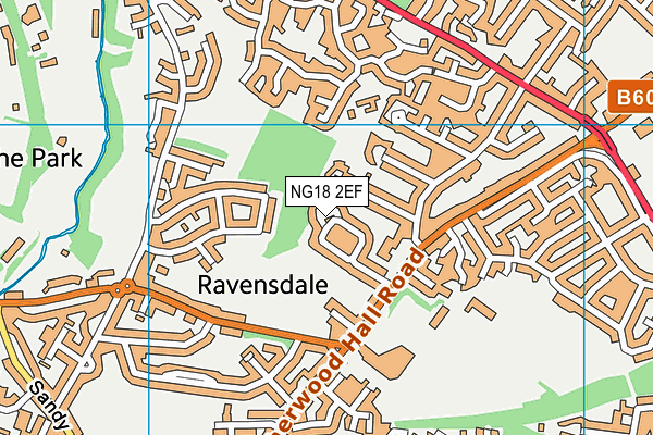 NG18 2EF map - OS VectorMap District (Ordnance Survey)