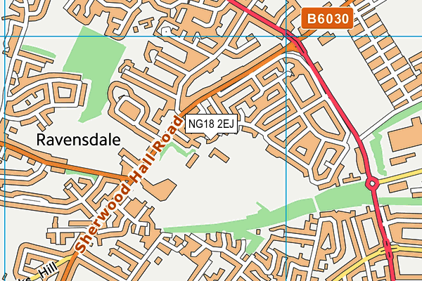 NG18 2EJ map - OS VectorMap District (Ordnance Survey)