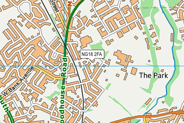 NG18 2FA map - OS VectorMap District (Ordnance Survey)