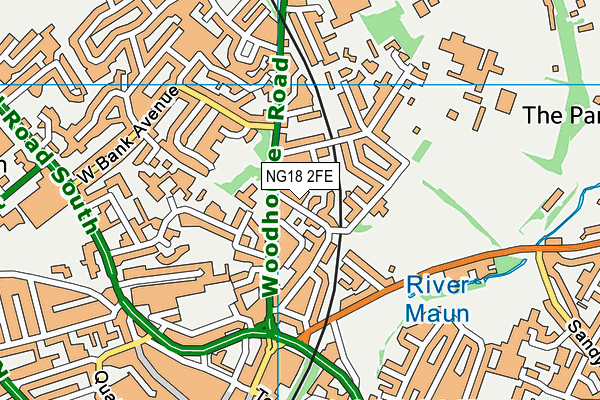 NG18 2FE map - OS VectorMap District (Ordnance Survey)