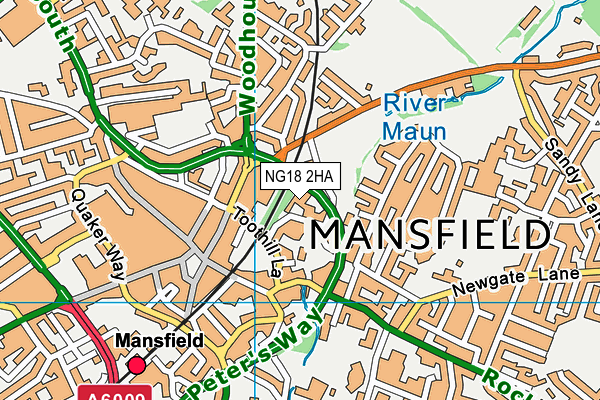 NG18 2HA map - OS VectorMap District (Ordnance Survey)