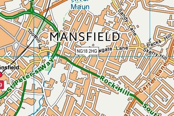 NG18 2HG map - OS VectorMap District (Ordnance Survey)