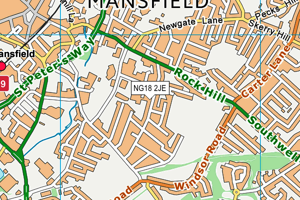 NG18 2JE map - OS VectorMap District (Ordnance Survey)