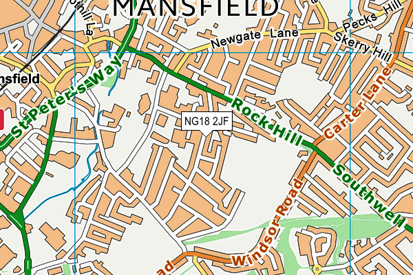 NG18 2JF map - OS VectorMap District (Ordnance Survey)