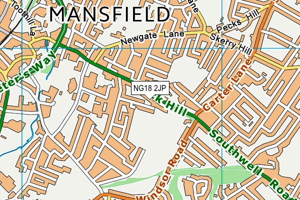 NG18 2JP map - OS VectorMap District (Ordnance Survey)