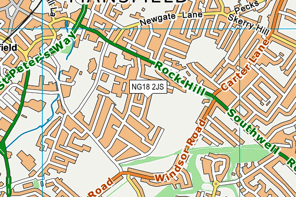 NG18 2JS map - OS VectorMap District (Ordnance Survey)