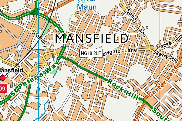 NG18 2LF map - OS VectorMap District (Ordnance Survey)