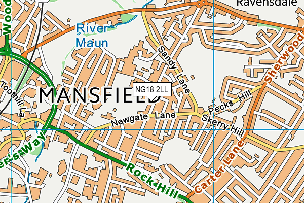 NG18 2LL map - OS VectorMap District (Ordnance Survey)