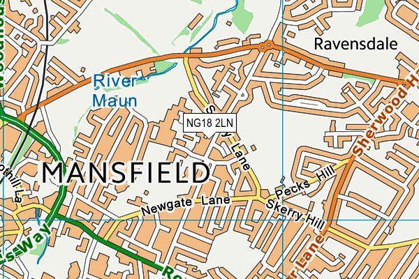 NG18 2LN map - OS VectorMap District (Ordnance Survey)