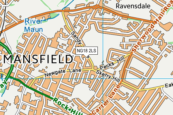 NG18 2LS map - OS VectorMap District (Ordnance Survey)