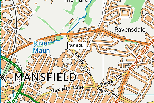 NG18 2LT map - OS VectorMap District (Ordnance Survey)