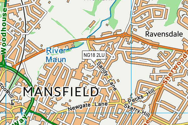 NG18 2LU map - OS VectorMap District (Ordnance Survey)