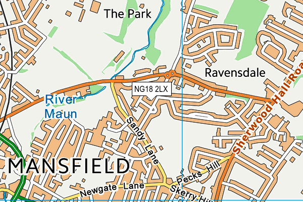 NG18 2LX map - OS VectorMap District (Ordnance Survey)