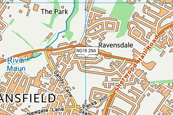 NG18 2NA map - OS VectorMap District (Ordnance Survey)