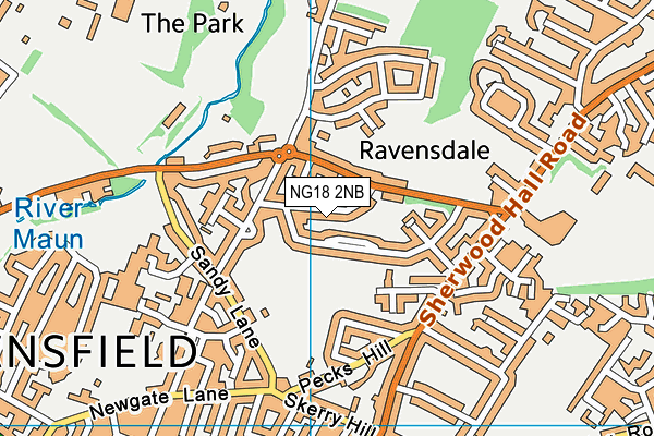 NG18 2NB map - OS VectorMap District (Ordnance Survey)