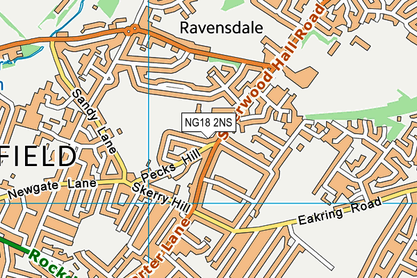 NG18 2NS map - OS VectorMap District (Ordnance Survey)